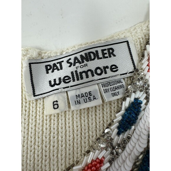 Vintage 1960's Pat Sandler Knitted Dress Pearl Embellished Dress Small - Picture 8 of 9